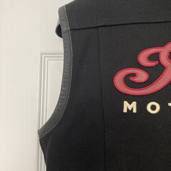 Indian Motorcycle Men's Heavy Canvas Vest Black Medium Button Up (Ex. Cond.) - Picture 4 of 15